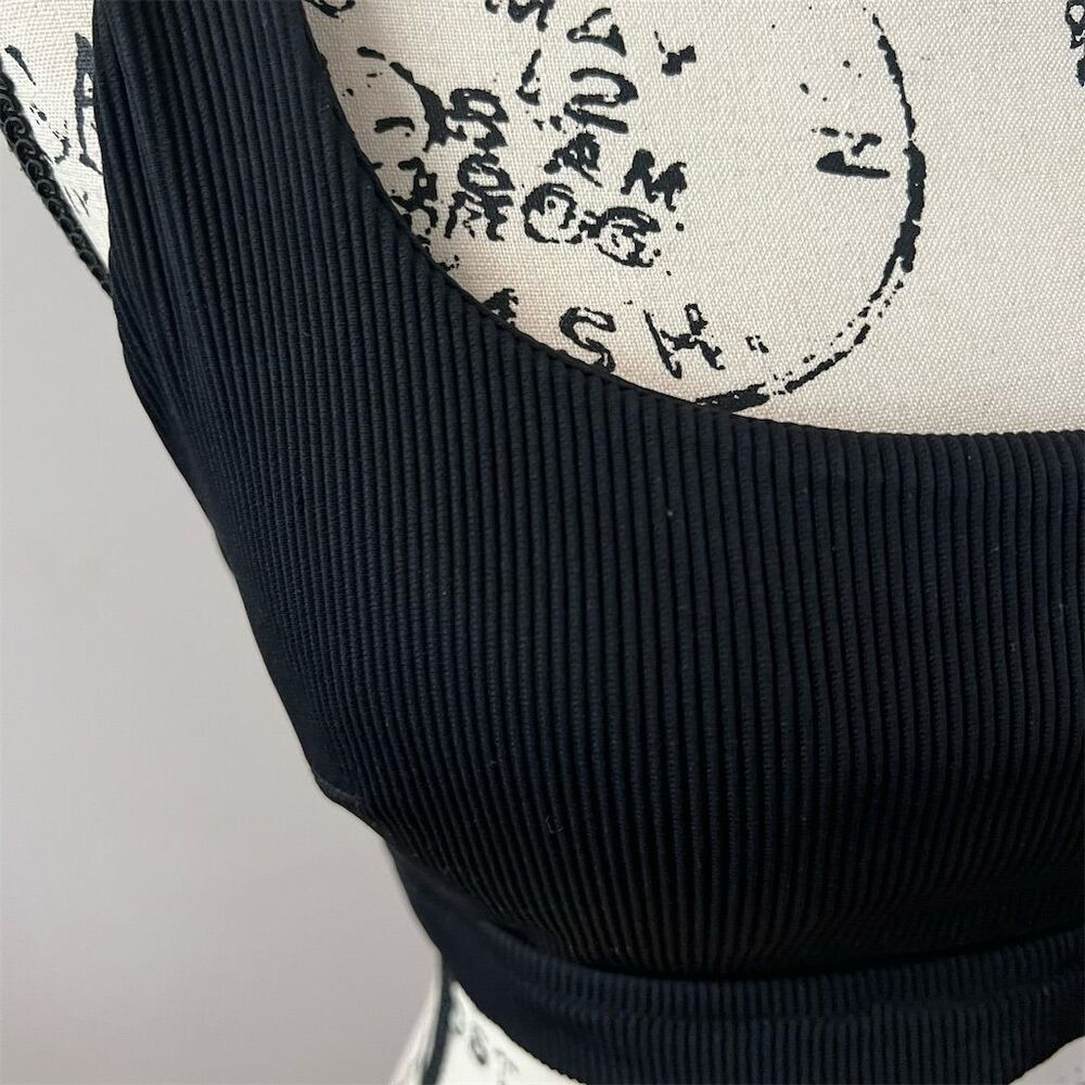 Aerie ribbed Scoop Neck Bikini Swim Top ladies size Large black - Picture 2 of 7